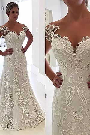 Delicate Embroidery Applique Mermaid Wedding Dresses