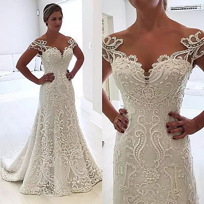 Delicate Embroidery Applique Mermaid Wedding Dresses