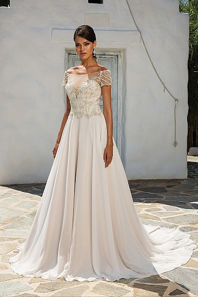 Fashionable Beading Appliqued Chiffon Wedding Dresses