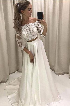Simple Two Pieces Summer Beach Wedding Dresses
