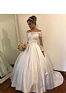 Gorgeous Bateau Satin Ball Gown Wedding Dress