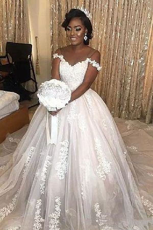 African Tulle Ball Gown Wedding Dresses 2018