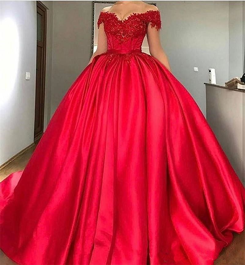 Long sleeves red beaded sparkle ball gown wedding dress with glitter tulle  - various styles