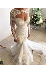 Sexy Mermaid Wedding Dresses with Pearls Hollow Back