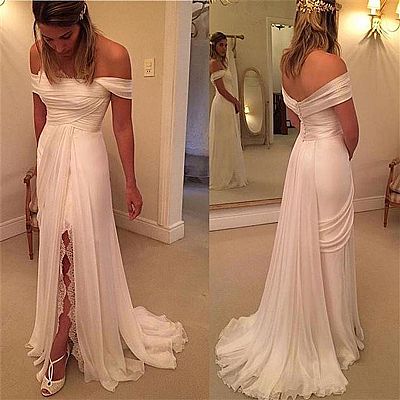 Simple Pleated Wedding Dress Off the ...
