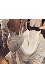 Gorgeous Floral Applique Mermaid Wedding Gowns with Buttons