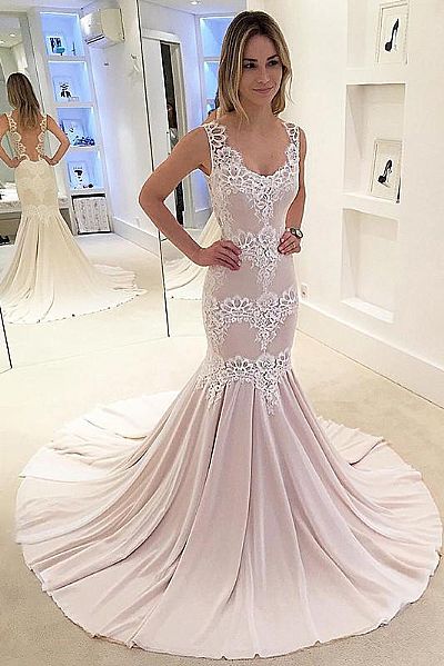 Sexy Backless Chiffon Wedding Dresses with Spaghetti Straps