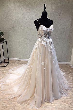 New Tulle A-Line Wedding Dress with Lace Up Back