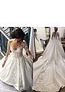 Luxurious Embroidery Appliqued Wedding Dress Sheer Back with Buttons