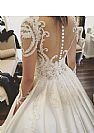 Luxurious Embroidery Appliqued Wedding Dress Sheer Back with Buttons