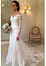 Graceful Lace Wedding Dress Off the Shoulder & Long Sleeves