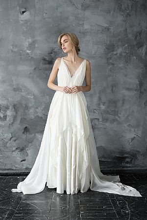 Summer Wedding Dress with Soft Chiffon Skirt