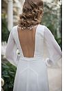 Side Slit Crepe Wedding Dress with Long Sleeves