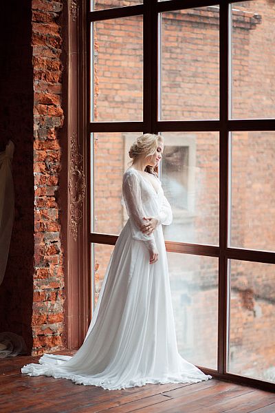 Latest Casual Weddin Dress Chiffon Informal Gown