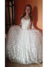 Delicate Lace Appliqued Wedding Dress with 3/4 Sleeves