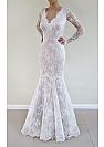 Delicate Lace Appliqued Wedding Dress with Belt & Buttons