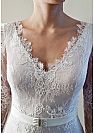 Delicate Lace Appliqued Wedding Dress with Belt & Buttons