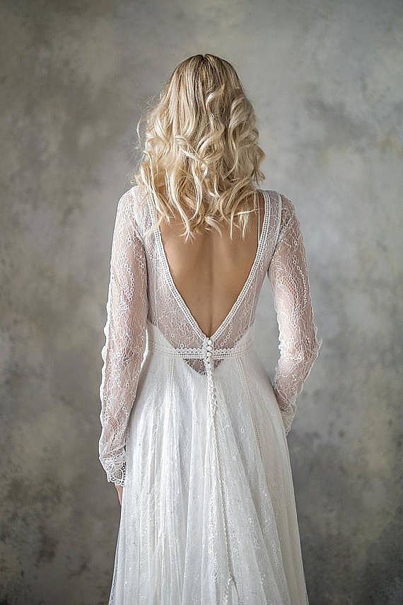 long sleeve casual wedding dress