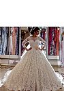 Arabian Style Illusion Ball Gown Wedding Dress with Church Train