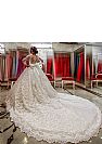 Arabian Style Illusion Ball Gown Wedding Dress with Church Train