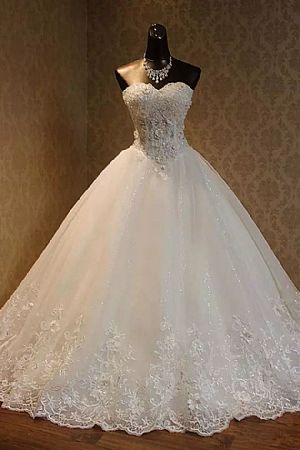 Princess Ball Gown Wedding Dress with Crystals & Flower