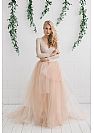 Puffy Champagne Tulle Wedding Dress with Ruffles