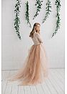 Puffy Champagne Tulle Wedding Dress with Ruffles