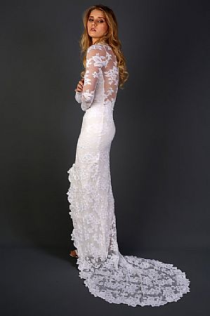 Sexy Slim Lace Wedding Gowns with Side Slit