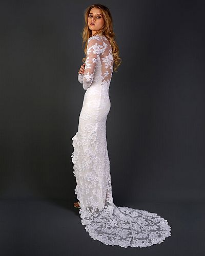 Sexy Slim Lace Wedding Gowns with Side Slit
