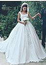 Gorgeous Embroidery Ball Gown Wedding Dress with Square Neckline