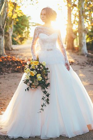 Romantic Ball Gown Wedding Dress with Long Sleeves