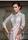 Vintage Lace Wedding Gowns with High Neckline & 3/4 Sleeves