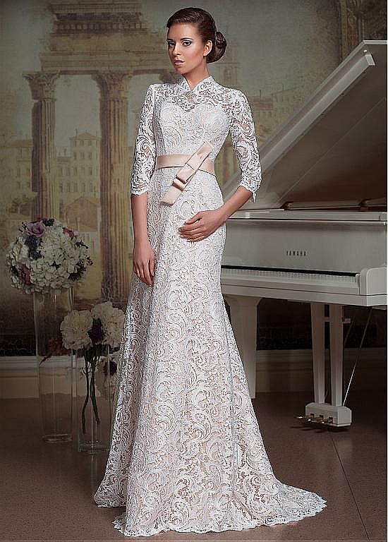 Chic A-line High neck Lace Wedding Dresses Rustic Vintage Wedding Gown –  SELINADRESS