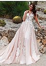 Stunning Champagne Wedding Dress with 3D Floral Appliques