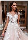 Stunning Champagne Wedding Dress with 3D Floral Appliques