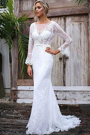 See Through Boho Wedding Dress Casual Bridal Gowns