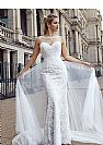 Illusion Sheer Wedding Dress with Sweep Tulle Train
