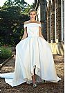 Unique Pleated Hi low Satin Wedding Dress