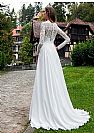 Lace Chiffon Beaded Wedding Dress with Long Sleeves