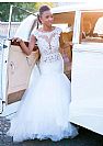 Jewel Neckline Beading Appliqued Mermaid Wedding Dress