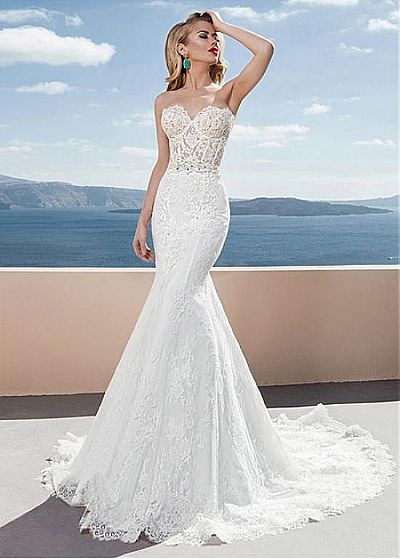 Glamorous Lace Beading Appliqued Wedding Dresses