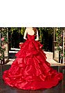 Sweetheart Red Organza Wedding Dresses with Tiered Skirts