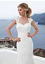 Delicate Lace Up Wedding Dresses with Cap Sleeves