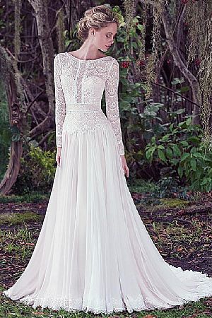 Stunning Chiffon A-Line Wedding Dress with Open Back