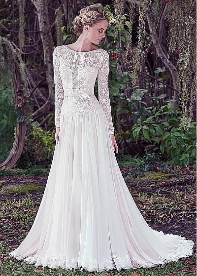 Stunning Chiffon A-Line Wedding Dress with Open Back